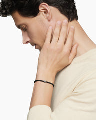 Memento Mori Skull Station Bracelet in Sterling Silver with Black Onyx, 4mm