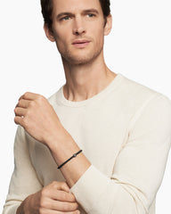 Memento Mori Skull Station Bracelet in Sterling Silver with Black Onyx and Black Diamonds, 4mm