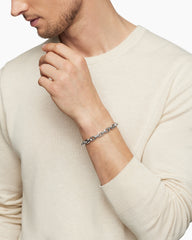 Streamline® Heirloom Chain Link Bracelet in Sterling Silver with Pavé Black Diamonds, 7.5mm