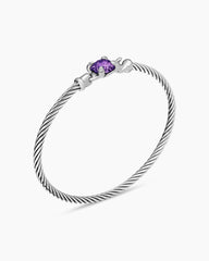 Chatelaine® Bracelet in Sterling Silver with Amethyst and Diamonds, 3mm