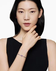 Chatelaine® Bracelet in Sterling Silver with Amethyst and Diamonds, 3mm