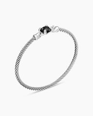 Chatelaine® Bracelet in Sterling Silver with Black Onyx and Diamonds, 3mm