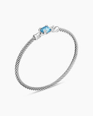 Chatelaine® Bracelet in Sterling Silver with Blue Topaz and Diamonds, 3mm