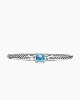 Chatelaine® Bracelet in Sterling Silver with Blue Topaz and Diamonds, 3mm