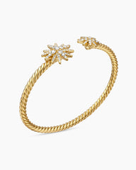 Starburst Cable Bracelet in 18K Yellow Gold with Diamonds, 3.5mm