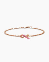 Cable Collectibles® Ribbon Chain Bracelet in 18K Rose Gold with Pavé Pink Sapphires, 15mm