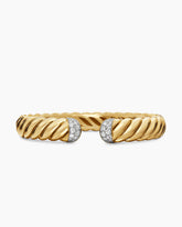 Sculpted Cable Cuff Bracelet in 18K Yellow Gold with Diamonds, 10mm