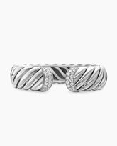 Sculpted Cable Cuff Bracelet in Sterling Silver with Diamonds, 17mm