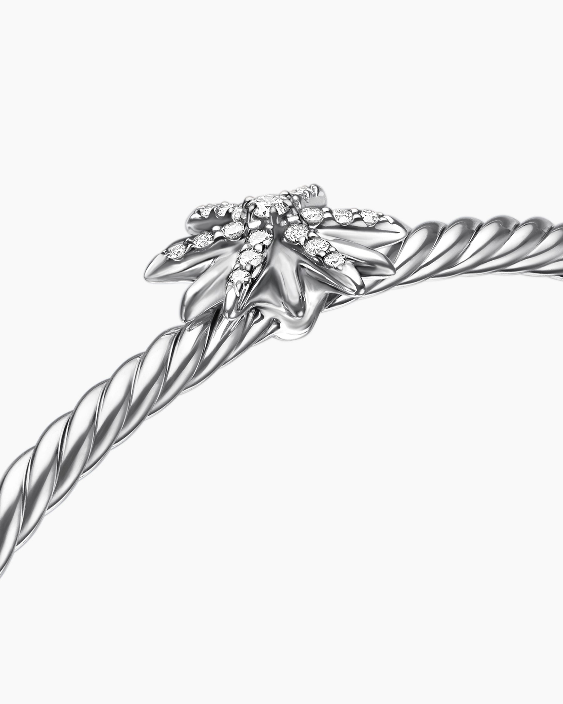 Starburst Center Station Bracelet in Sterling Silver with Diamonds, 3mm