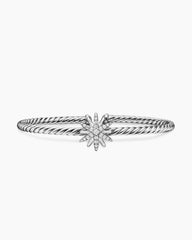 Starburst Center Station Bracelet in Sterling Silver with Diamonds, 3mm