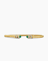 Petite Helena Cablespira® Bracelet in 18K Yellow Gold with Emeralds and Diamonds, 3mm