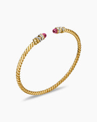 Petite Helena Cablespira® Bracelet in 18K Yellow Gold with Rubies and Diamonds, 3mm