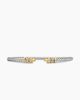 Petite Helena Classic Cable Bracelet in Sterling Silver with 18K Yellow Gold, Gold Domes and Diamonds, 3mm