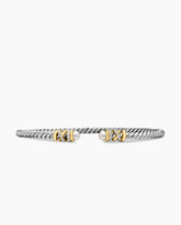 Petite Helena Classic Cable Bracelet in Sterling Silver with 18K Yellow Gold, Pearls and Diamonds, 3mm