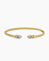 Petite Helena Cablespira® Bracelet in 18K Yellow Gold with Diamonds, 3mm