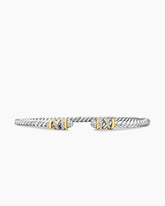Petite Helena Classic Cable Bracelet in Sterling Silver with 18K Yellow Gold and Diamonds, 3mm