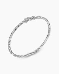 Buckle Classic Cable Bracelet in Sterling Silver with Diamonds, 3mm