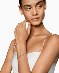 Buckle Classic Cable Bracelet in Sterling Silver with Diamonds, 3mm