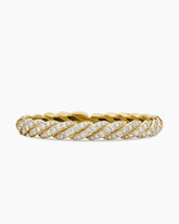 Sculpted Cable Flex Bracelet in 18K Yellow Gold with Diamonds, 7.8mm