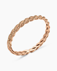 Sculpted Cable Flex Bracelet in 18K Rose Gold with Cognac Diamonds, 7.8mm