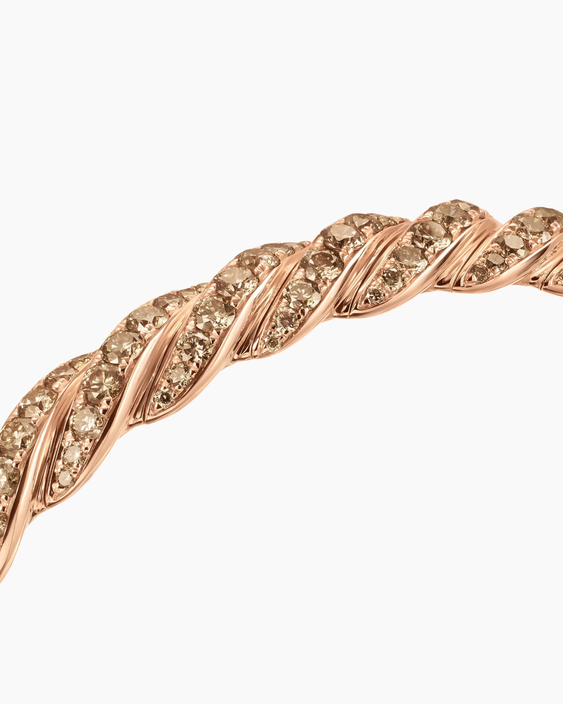 Sculpted Cable Flex Bracelet in 18K Rose Gold with Cognac Diamonds, 7.8mm
