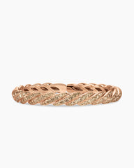 Sculpted Cable Flex Bracelet in 18K Rose Gold with Cognac Diamonds, 7.8mm