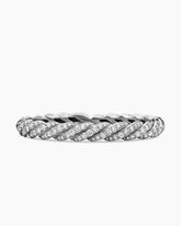 Sculpted Cable Flex Bracelet in 18K White Gold with Diamonds, 7.8mm