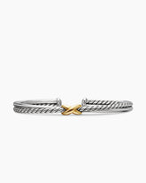 Petite X Center Station Bracelet in Sterling Silver with 18K Yellow Gold, 5.2mm
