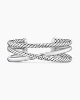 Bold Crossover Three Row Cuff Bracelet in Sterling Silver, 19mm