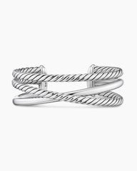 Bold Crossover Three Row Cuff Bracelet in Sterling Silver, 19mm