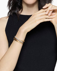 Pavé Crossover Three Row Cuff Bracelet in 18K Yellow Gold with Diamonds, 20mm