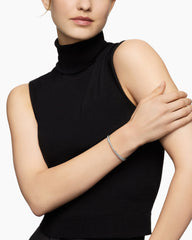 Pavé Crossover Two Row Bracelet in 18K White Gold with Diamonds, 5.5mm