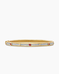 Modern Renaissance® Bangle Bracelet in 18K Yellow Gold with Full Pavé Diamonds and Rubies, 4.5mm