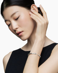 Cable Edge® Bracelet in Sterling Silver with Diamonds, 5.5mm