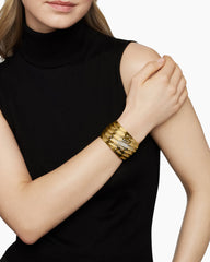 Cable Edge® Cuff Bracelet in 18K Yellow Gold with Diamonds, 41mm