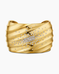 Cable Edge® Cuff Bracelet in 18K Yellow Gold with Diamonds, 41mm