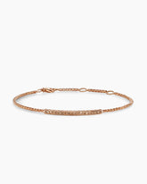 Petite Pavé Bar Bracelet in 18K Rose Gold with Cognac Diamonds, 1.7mm