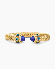 Renaissance® Cablespira Bracelet in 18K Yellow Gold with Lapis and Hampton Blue Topaz, 9mm