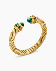 Renaissance® Cablespira Bracelet in 18K Yellow Gold with Malachite and Tsavorites, 9mm