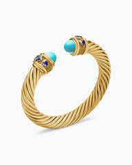 Renaissance® Cablespira Bracelet in 18K Yellow Gold with Turquoise, Hampton Blue Topaz, and Iolite, 9mm