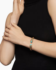 Renaissance® Cablespira Bracelet in 18K Yellow Gold with Turquoise, Hampton Blue Topaz, and Iolite, 9mm