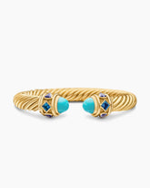 Renaissance® Cablespira Bracelet in 18K Yellow Gold with Turquoise, Hampton Blue Topaz, and Iolite, 9mm