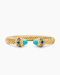 Renaissance® Cablespira Bracelet in 18K Yellow Gold with Turquoise, Hampton Blue Topaz, and Iolite, 9mm