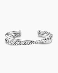 Crossover Two Row Cuff Bracelet in Sterling Silver, 10.7mm