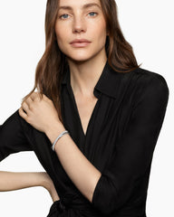 Pavé Crossover Two Row Cuff Bracelet in Sterling Silver with Diamonds, 10.7mm