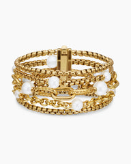 DY Madison® Pearl Multi Row Chain Bracelet in 18K Yellow Gold with Pearls, 25.7mm