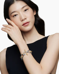 DY Mercer® Chain Bracelet in Sterling Silver with 18K Yellow Gold and Diamonds, 20mm