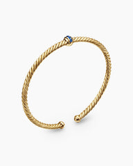 Classic Cablespira® Station Bracelet in 18K Yellow Gold with Pavé Blue Sapphires, 3mm