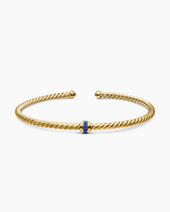 Classic Cablespira® Station Bracelet in 18K Yellow Gold with Pavé Blue Sapphires, 3mm