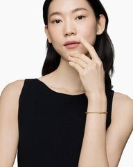 Classic Cablespira® Station Bracelet in 18K Yellow Gold with Pavé Emeralds, 3mm